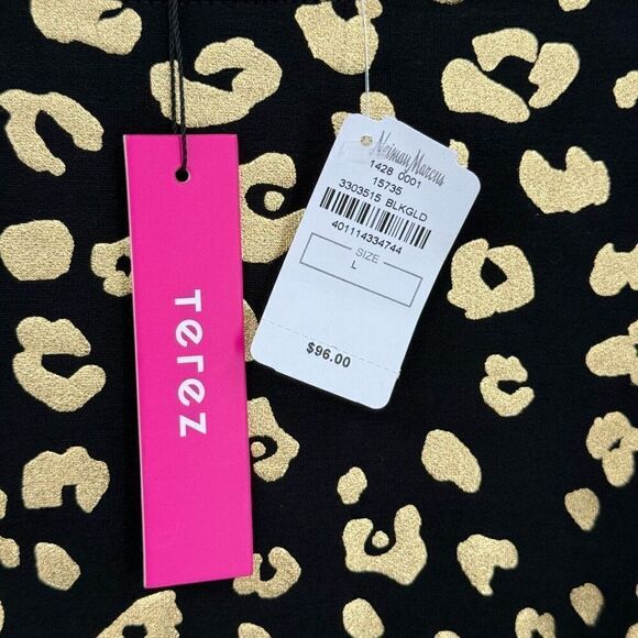Terez Metallic Foil Cheetah Print Crewneck Sweatshirt Women Large Black Gold NWT - Picture 6 of 8